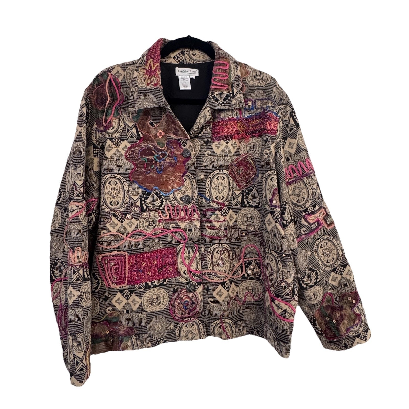 Coldwater Creek Embroidered Womens Jacket Blazer 2x Grandmacore Art Teacher